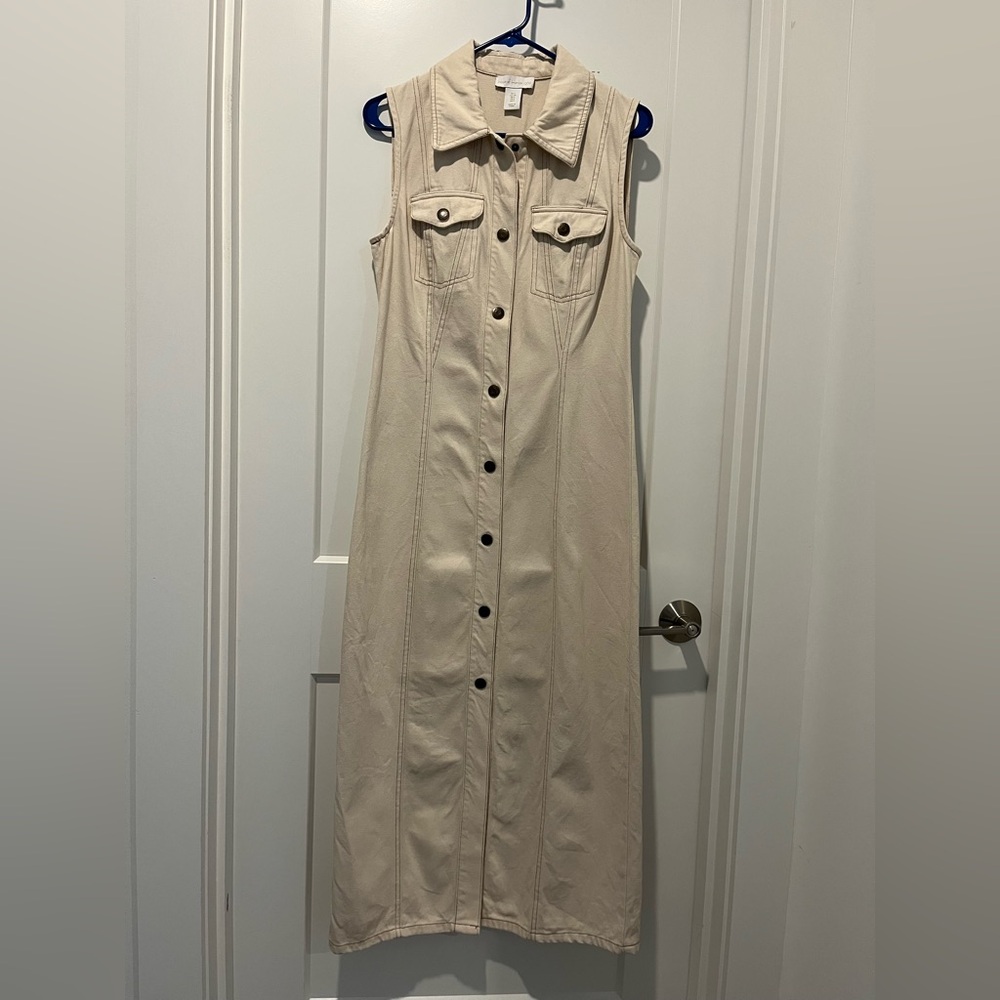 House of Harlow 1960 Cream Snap Button Up Maxi Dress
